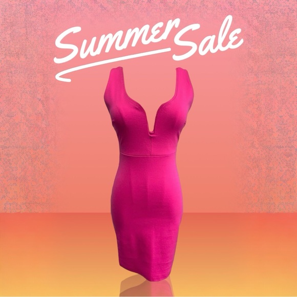 Solemio Los Angeles Womens Fuchsia Sleeveless Mini Dress Strappy Bodycon NEW NWT - Picture 1 of 9